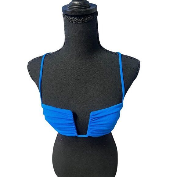 Susana Monaco Womens SMALL Blue Ruched Bandeau Bikini Top, REVOLVE RESORT WEAR - Picture 4 of 6